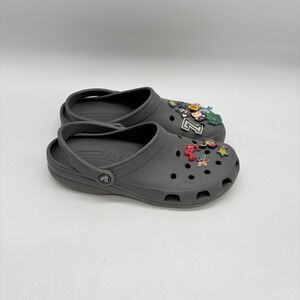 Crocs Mens Size 10 Womens Size 12 Grey Comfort Slip On Heel Strap Clogs